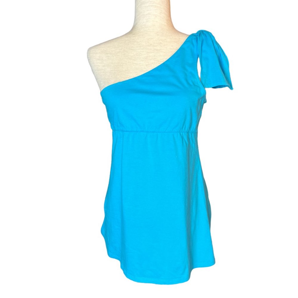 LILLY PULITZER blue one shoulder pullover top Size Medium EUC